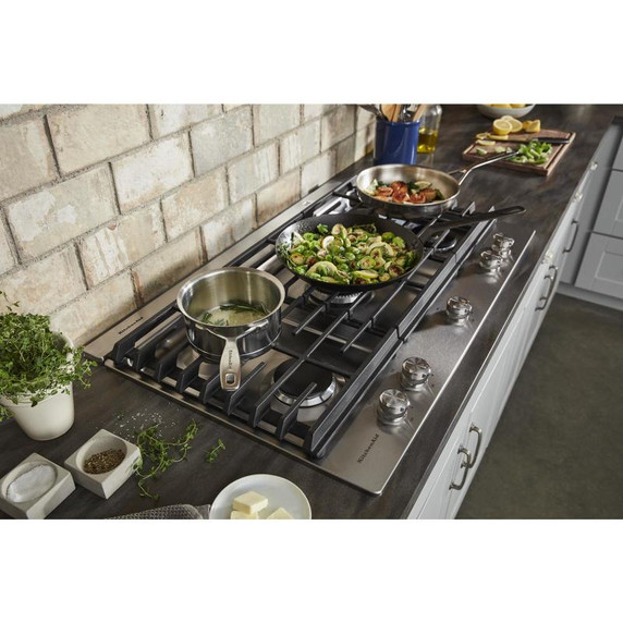 Kitchenaid® 36" 5-Burner Gas Cooktop with Griddle KCGS956ESS