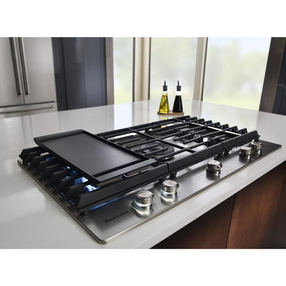 Kitchenaid® 36" 5-Burner Gas Cooktop with Griddle KCGS956ESS
