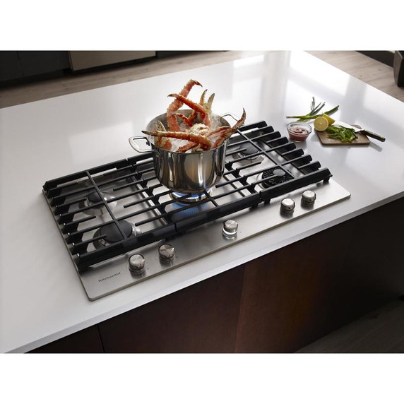Kitchenaid® 36" 5-Burner Gas Cooktop with Griddle KCGS956ESS