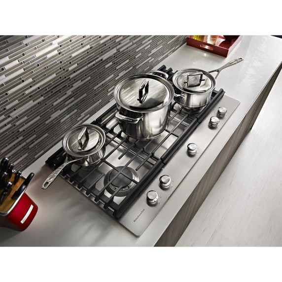 Kitchenaid® 36" 5-Burner Gas Cooktop with Griddle KCGS956ESS