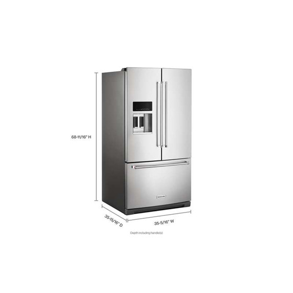 Kitchenaid® 26.8 Cu. Ft. Standard-Depth French Door Refrigerator with Exterior Ice and Water Dispenser KRFF577KPS