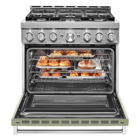 KitchenAid® 36'' Smart Commercial-Style Gas Range with 6 Burners KFGC506JAV