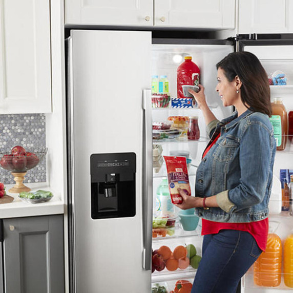 Amana® 33-inch Side-by-Side Refrigerator with Dual Pad External Ice and Water Dispenser ASI2175GRS
