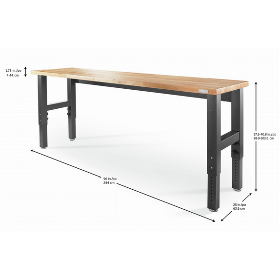 Gladiator® 8' Adjustable Height Hardwood Workbench GAWB08HWEG