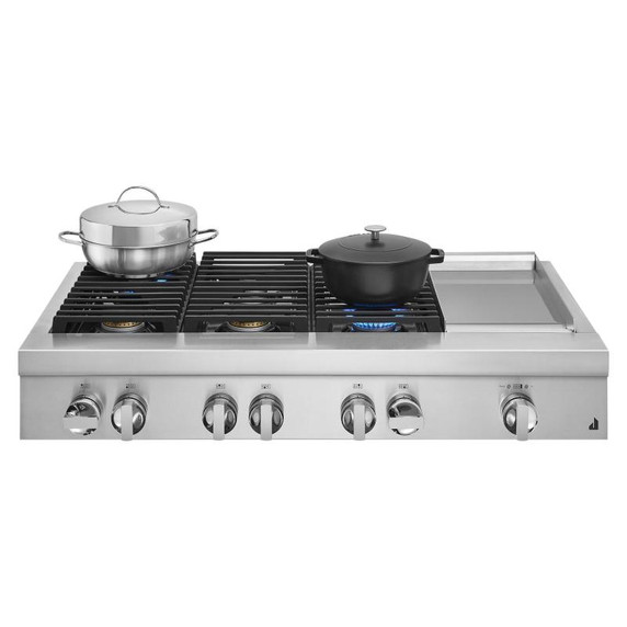 Jennair® 48" NOIR™ Gas Professional-Style Rangetop with Chrome-Infused Griddle JGCP548HM