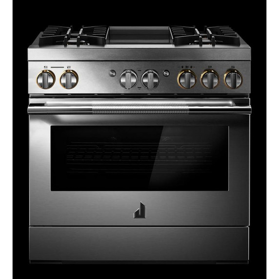 Jennair® 36" RISE™ Dual-Fuel Professional-Style Range with Chrome-Infused Griddle and Steam Assist JDSP536HL