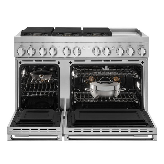 Jennair® NOIR™ 48" Dual-Fuel Professional-Style Range with Chrome-Infused Griddle and Steam Assist JDSP548HM