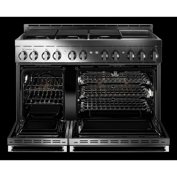 Jennair® 48" NOIR™ Gas Professional-Style Range with Chrome-Infused Griddle JGRP548HM