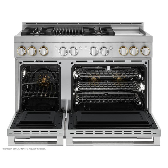 Jennair® 48" RISE™ Gas Professional-Style Range with Chrome-Infused Griddle and Infrared Grill JGRP748HL