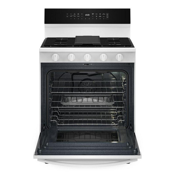 Whirlpool® 30-inch Smart Gas Range with Air Cooking Technology, Steam/Self Cleaning, Rapid Preheat 5.3 CuFt Capacity WFGS7530RW
