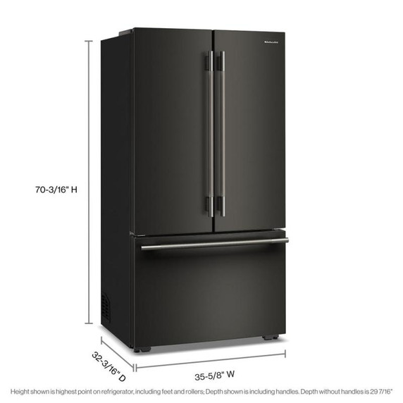 Kitchenaid® 24 cu. ft. 36-Inch Width Counter-Depth French Door Refrigerator with Interior Dispense KRFC236SBE