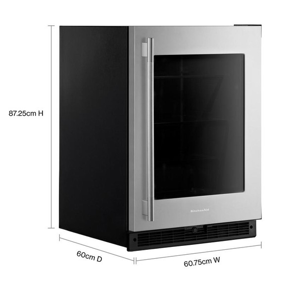 Kitchenaid® 24"" Undercounter Refrigerator with Glass Door KURR324SSB