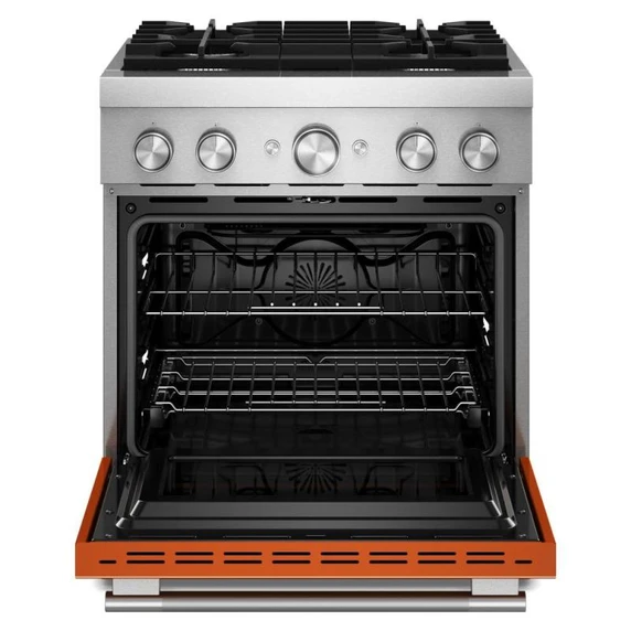 Kitchenaid® 30-Inch 4 Burner Commercial-Style Dual Fuel Range with No Preheat Air Fry Mode KFDS930SSC
