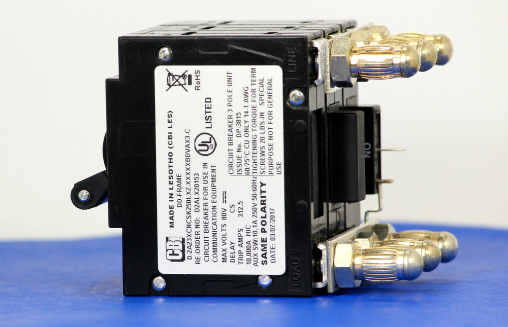 D2ALX20153 (3 Pole, 250A, 80VDC, Plug-In Terminals, Series Mid-Trip w/alarm, UL Listed (UL 489))