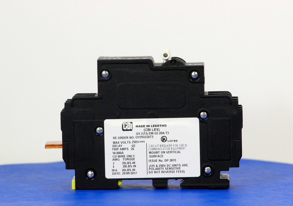 QY29U220T3 (2 Pole, 20A, 250VDC, UL Listed (UL 489))