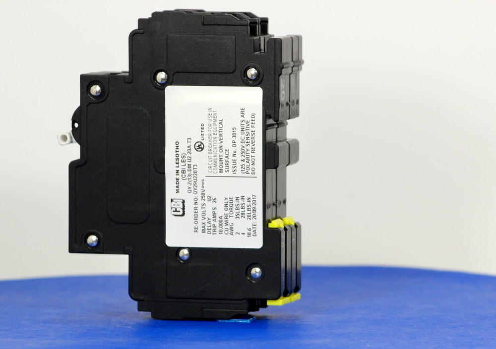 QY29U220T3 (2 Pole, 20A, 250VDC, UL Listed (UL 489))
