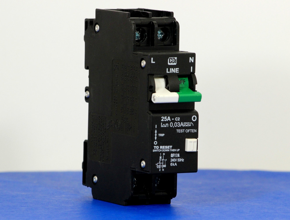 QF17A25 (1 Pole + Neutral, 25A, 240VAC, UL 1053, GFI/ Earth Leakage)