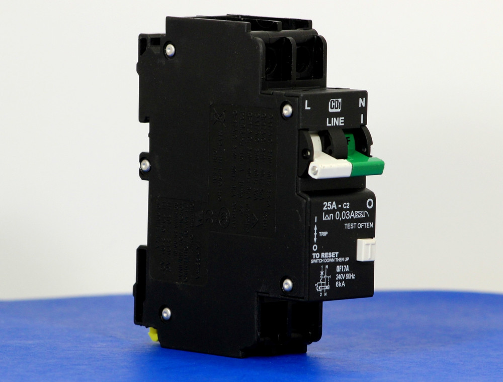 QF17A25 (1 Pole + Neutral, 25A, 240VAC, UL 1053, GFI/ Earth Leakage)