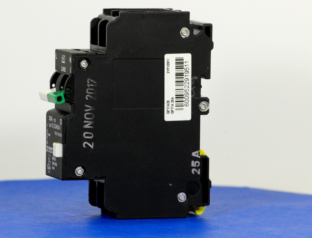 QF17A25 (1 Pole + Neutral, 25A, 240VAC, UL 1053, GFI/ Earth Leakage)