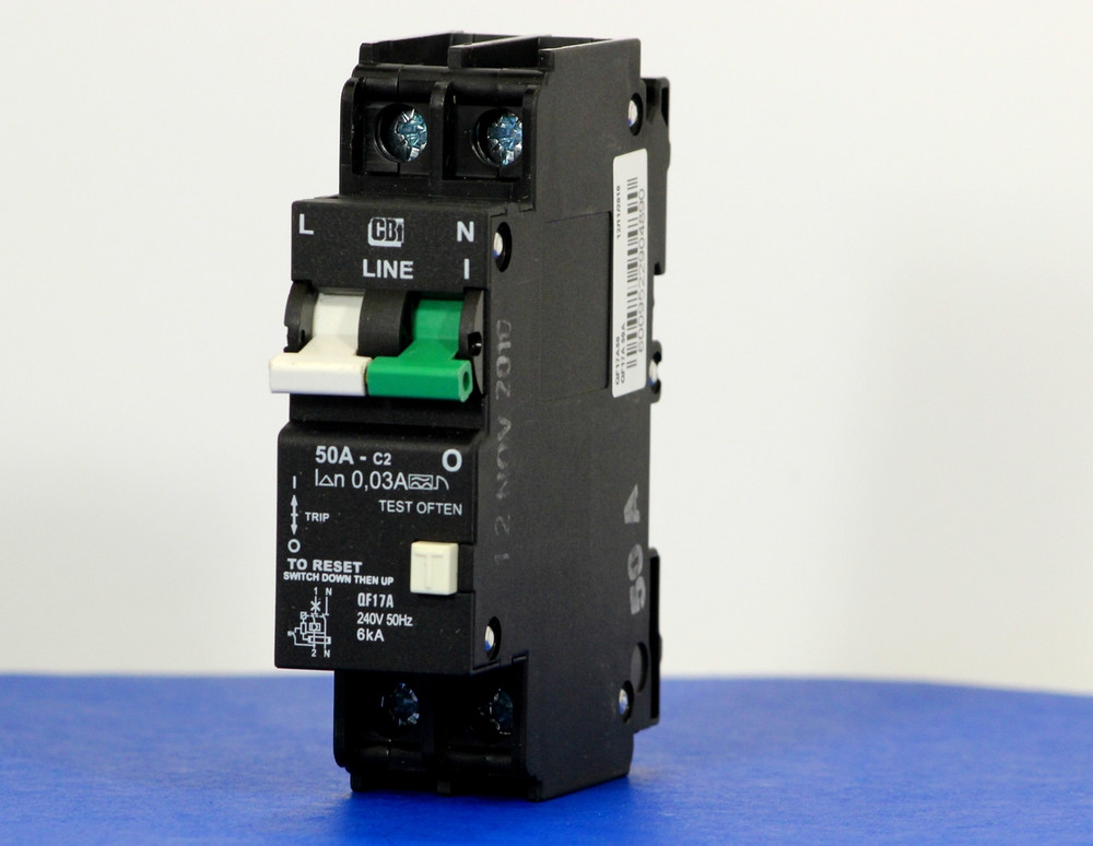 QF17A50 (1 Pole + Neutral, 50A, 240VAC, UL 1053, GFI/ Earth Leakage)