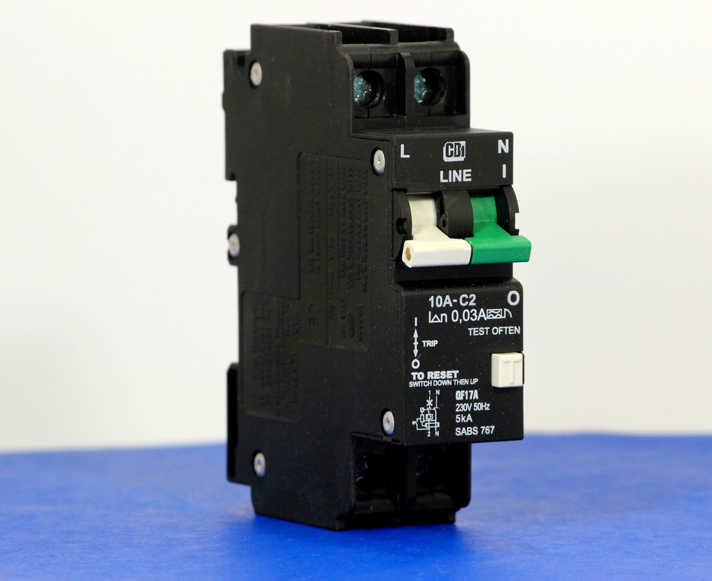 QF17A10 (1 Pole + Neutral, 10A, 240VAC, UL 1053, GFI/ Earth Leakage)