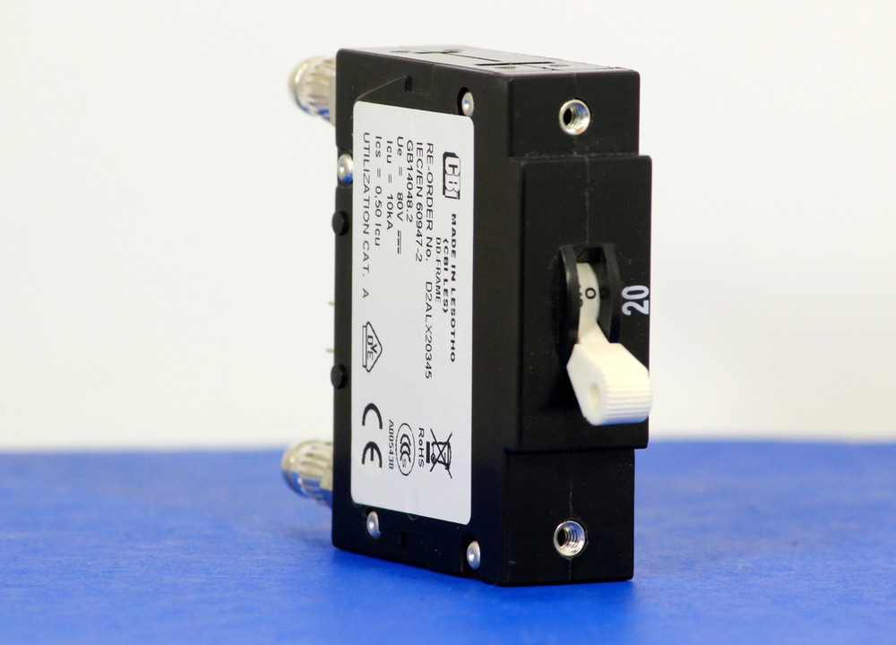 D2ALX20345 (1 Pole, 20A, 80VDC, Plug-In Terminals, Series Mid-Trip w/alarm, UL Listed (UL 489))