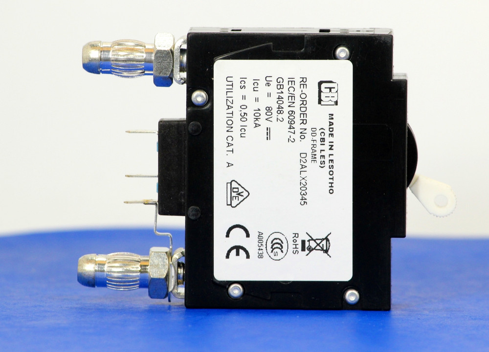 D2ALX20345 (1 Pole, 20A, 80VDC, Plug-In Terminals, Series Mid-Trip w/alarm, UL Listed (UL 489))