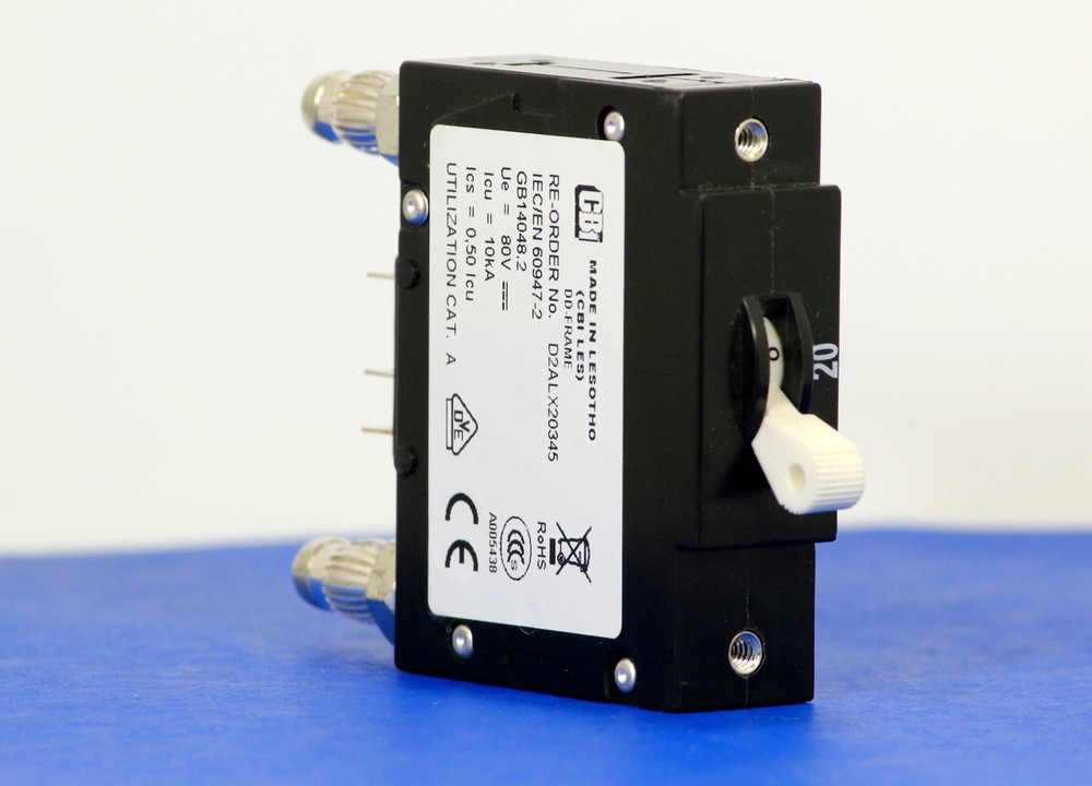 D2ALX20345 (1 Pole, 20A, 80VDC, Plug-In Terminals, Series Mid-Trip w/alarm, UL Listed (UL 489))