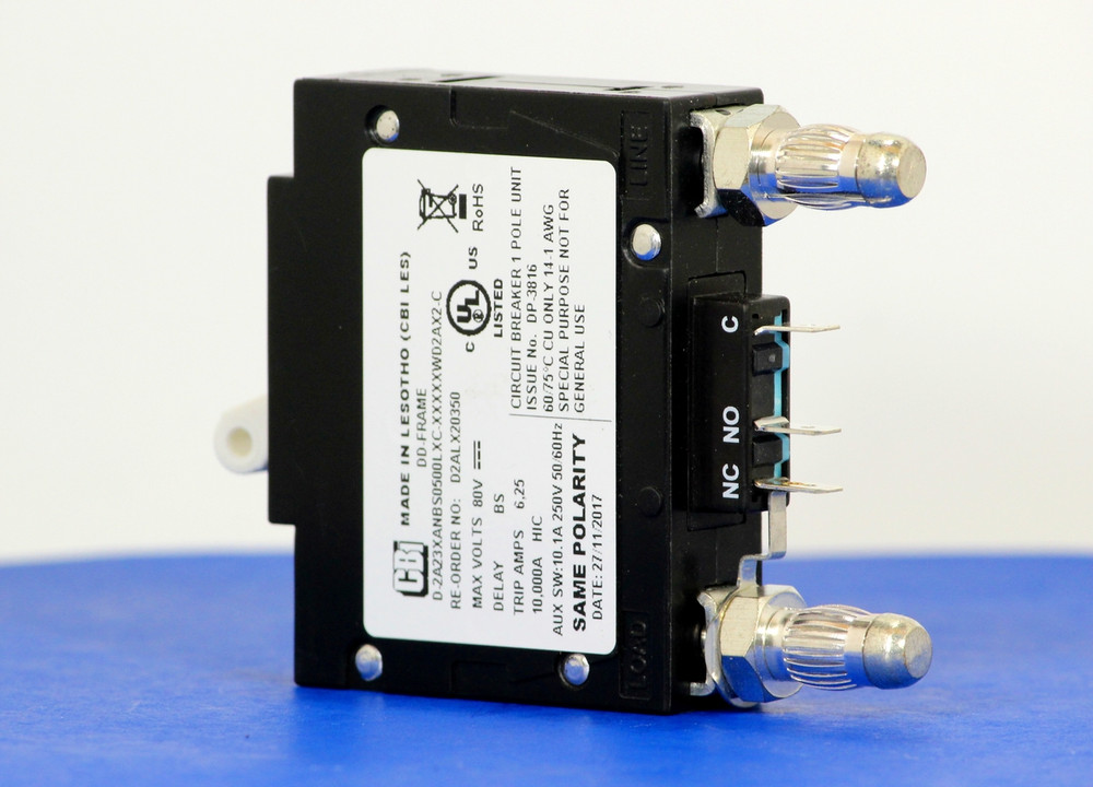 D2ALX20350 (1 Pole, 5A, 80VDC, Plug-In Terminals, Series Mid-Trip w/alarm, UL Listed (UL 489))