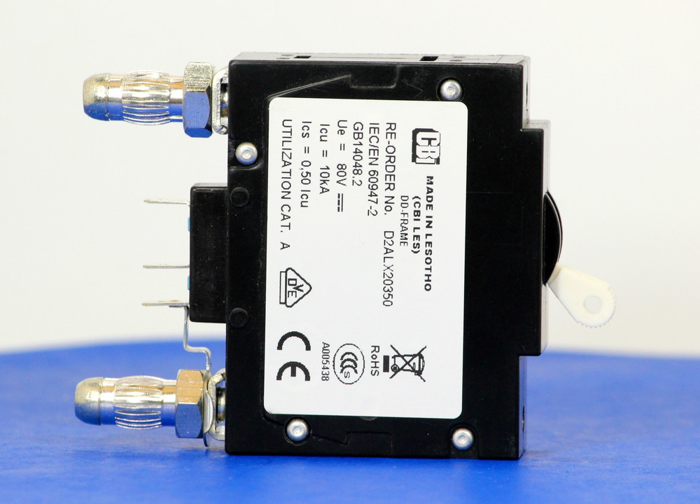 D2ALX20350 (1 Pole, 5A, 80VDC, Plug-In Terminals, Series Mid-Trip w/alarm, UL Listed (UL 489))