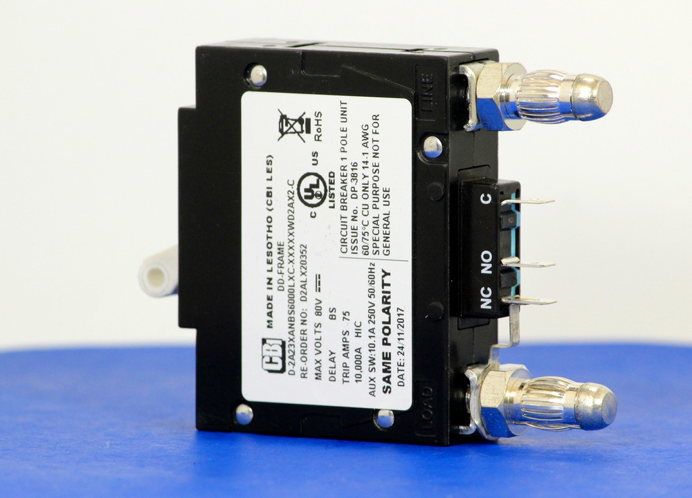 D2ALX20352 (1 Pole, 60A, 80VDC, Plug-In Terminals, Series Mid-Trip w/alarm, UL Listed (UL 489))