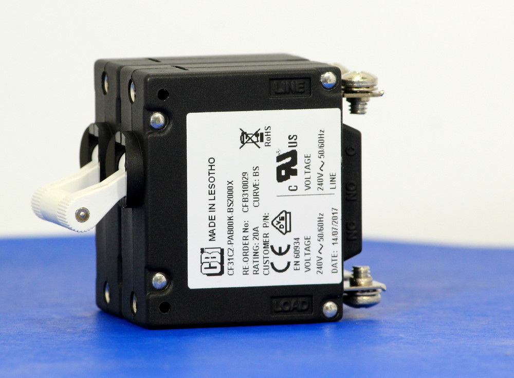 CFB310029 (2 Pole, 20A, 240VAC, Screw Terminals, Series Trip, UL Recognized (UL 1077))