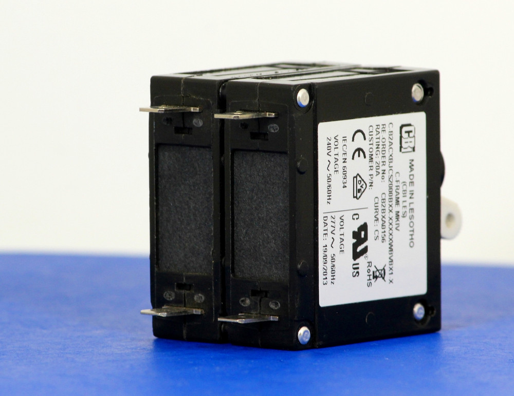 CB2BXA0156 (2 Pole, 20A, 240VAC, Quick Connect Terminal, Series Trip, UL Recognized (UL 1077))