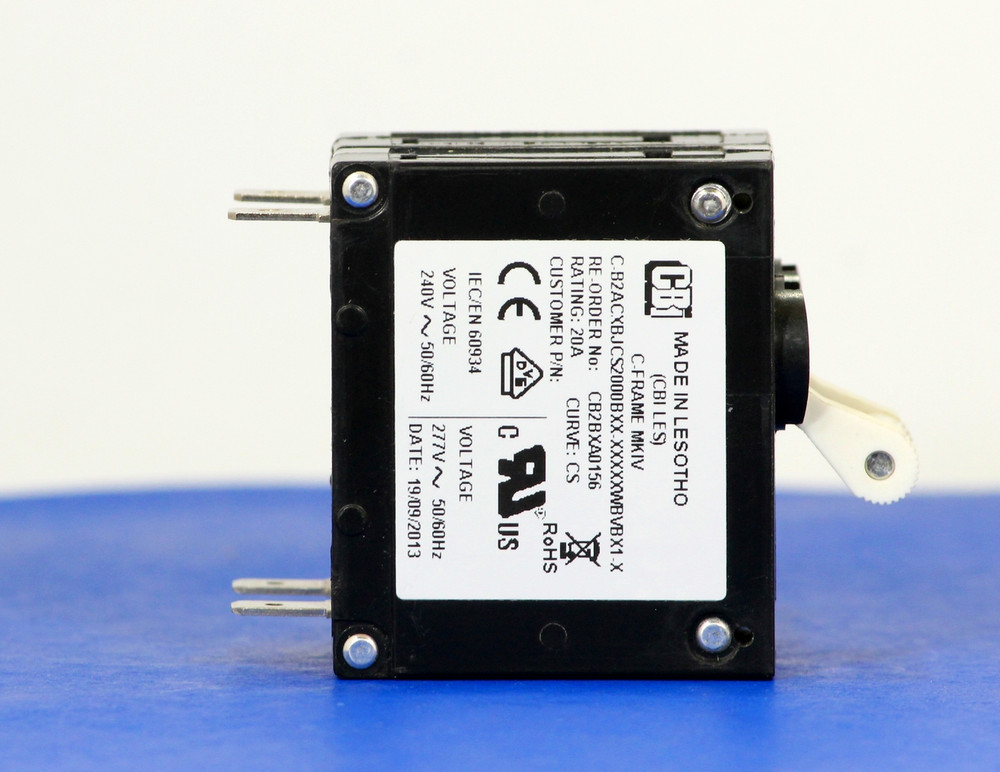 CB2BXA0156 (2 Pole, 20A, 240VAC, Quick Connect Terminal, Series Trip, UL Recognized (UL 1077))