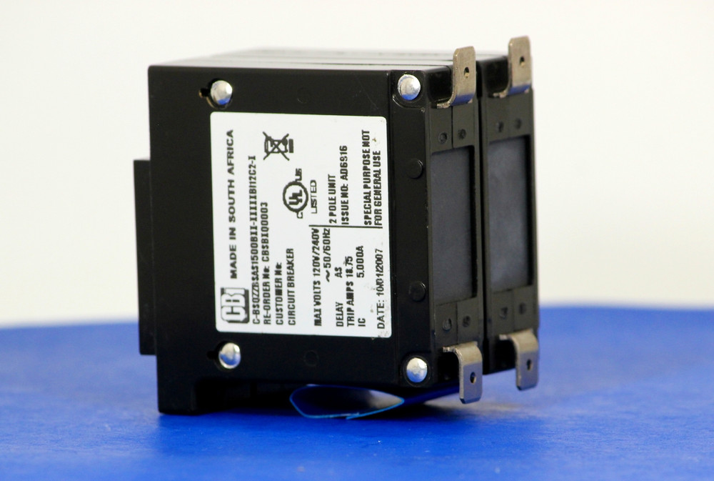 CBSBXQ0003 (2 Pole, 15A, 120/240VAC, Quick Connect Terminal, Series Trip, UL Listed (UL 489))