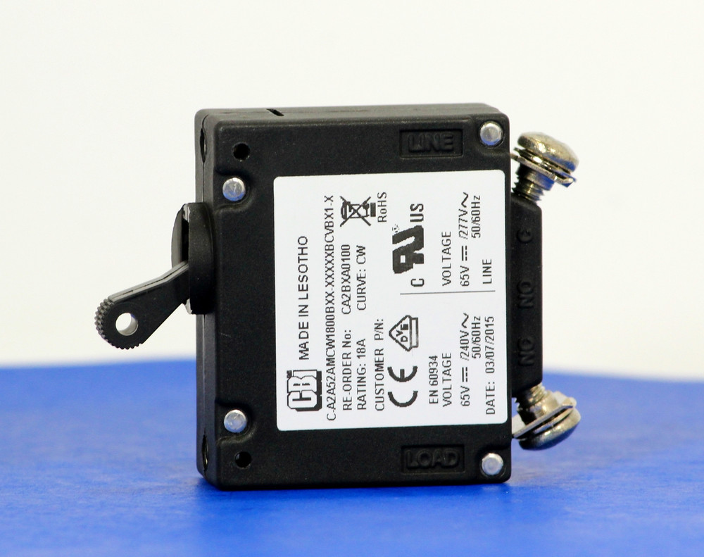 CA2BXA0100 (1 Pole, 18A, 65VDC/240VAC, Screw Terminal, Series Trip, UL Recognized (UL 1077))