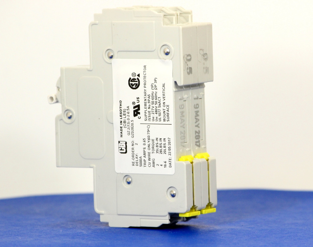 QZD2820.5 (2 Pole, 0.5A, 277/480VAC, UL Recognized (UL 1077))