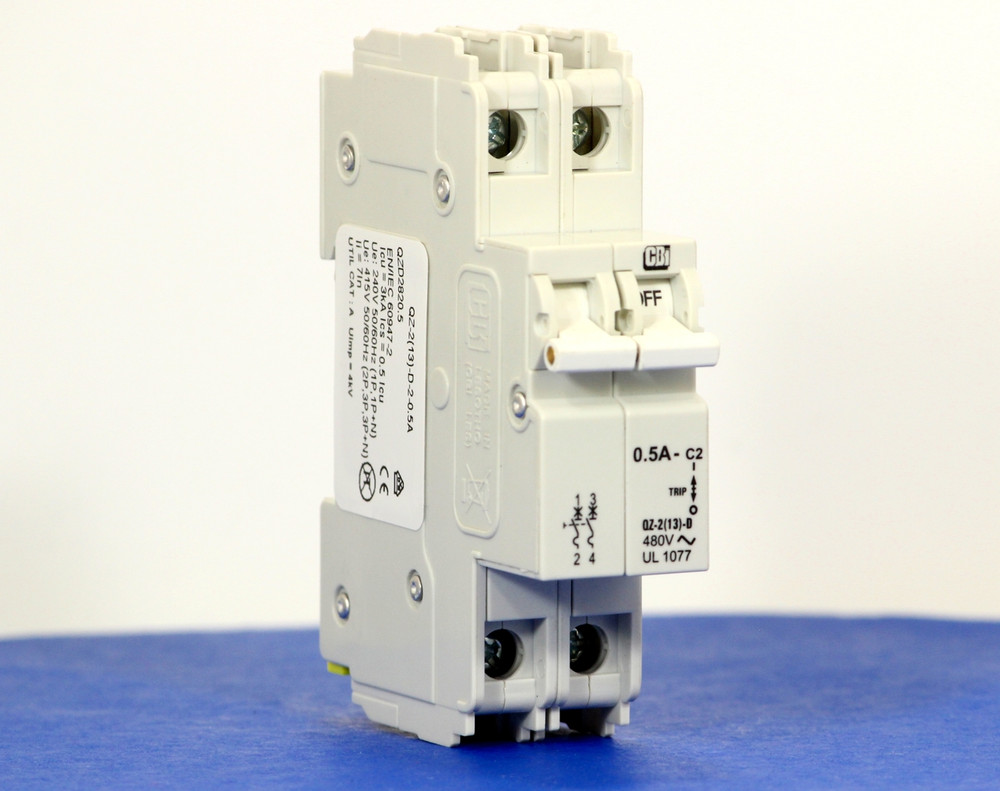 QZD2820.5 (2 Pole, 0.5A, 277/480VAC, UL Recognized (UL 1077))