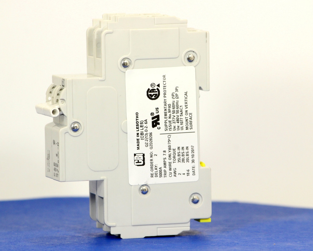 QZD28206 (2 Pole, 6A, 277/480VAC, UL Recognized (UL 1077))