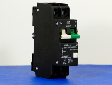 QF17A63 (1 Pole + Neutral, 63A, 240VAC, UL 1053, GFI/ Earth Leakage)