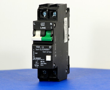 QF17A15 (1 Pole + Neutral, 15A, 240VAC, UL 1053, GFI/ Earth Leakage)