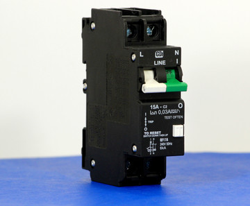 QF17A15 (1 Pole + Neutral, 15A, 240VAC, UL 1053, GFI/ Earth Leakage)
