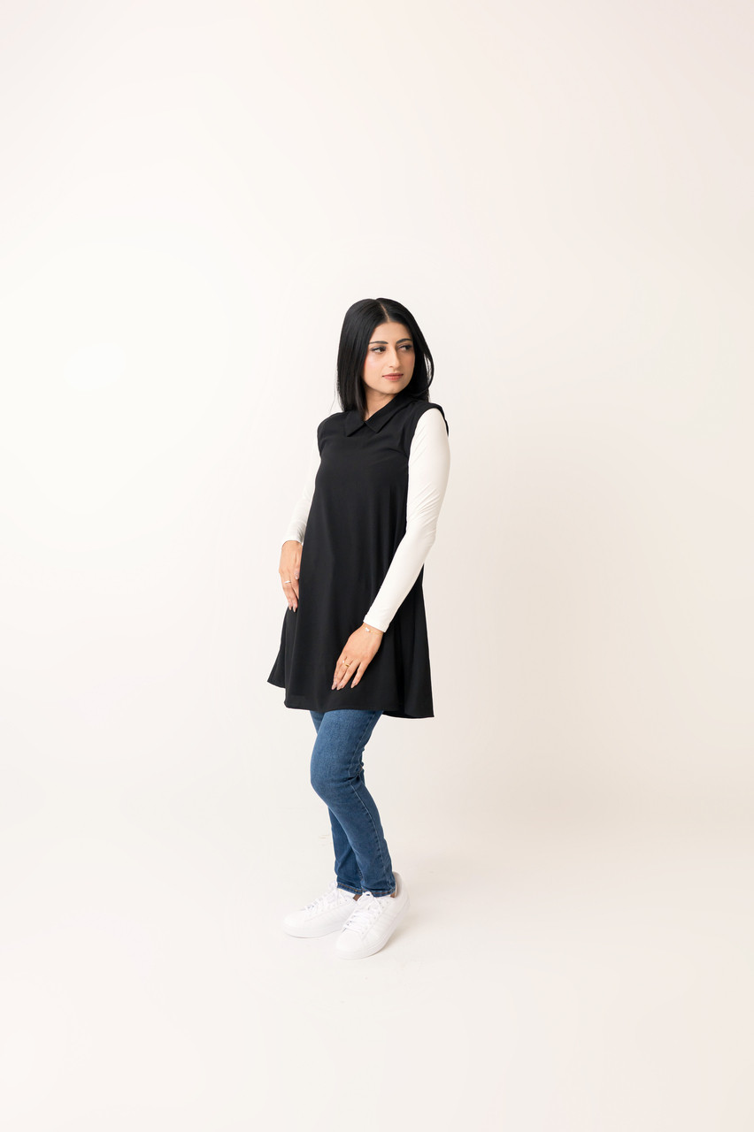 sleeve in dress THE LONG SLEEVE DRAPED DRESS- Black M main image 1