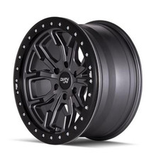 Dirty Life 9303 DT-1 17x9/5x127 BP/-12mm Offset/78.1mm Hub Matte Gunmetal Wheel - Simulated Rashring - 9303-7973MGT12