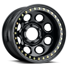 Raceline RT81 Rock 8 17x9.5in/8x165.1 BP/-44mm Offset/130.81mm Bore - Gloss Black Beadlock Wheel - RT8179580