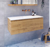 Rifco Genesis Solid Timber 900 All Draw Wallhung Vanity With Solid Timber Top Includes Basin GN9TSB