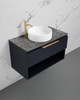 Marquis Oxford 3 900mm Wall Mounted Vanity Ultramatt Finish Dekton Top with Regio Basin and Brushed Brass Handle OX0390WCA