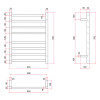 thermorail heated towel rail 530x700mm polished 8 bar