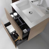  Paco Jaanson Benelli Blanche 600mm Oak Veneer Vanity - Push-To-Open Double Drawers with Solid Surface Basin 