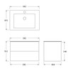  Paco Jaanson Benelli Blanche 600mm Oak Veneer Vanity - Push-To-Open Double Drawers with Solid Surface Basin 